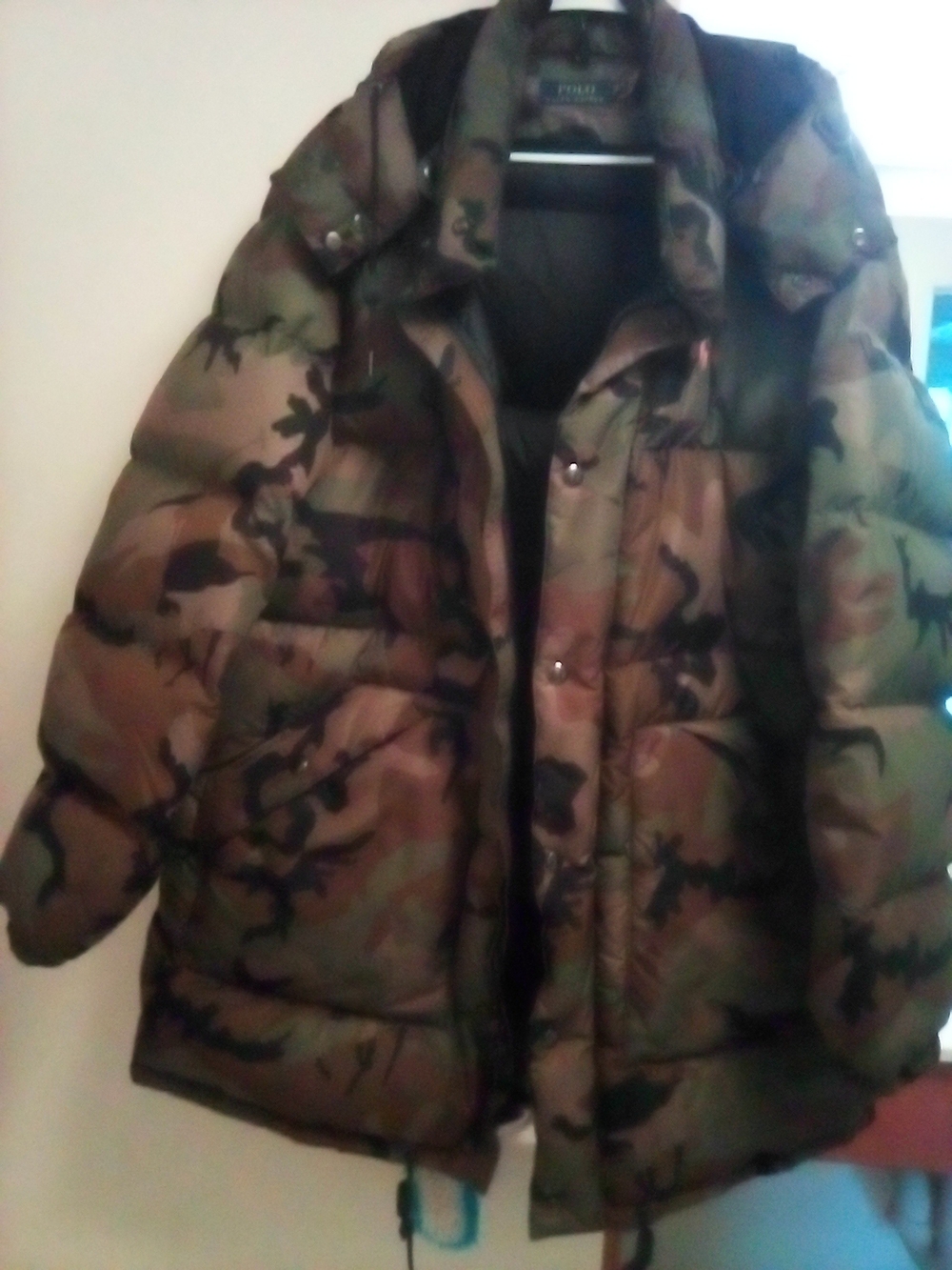 Camo Puffer Jacket - Olive Brown Black